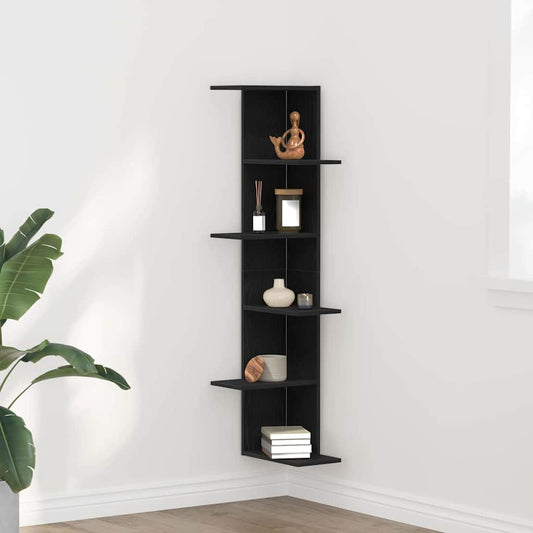 Étagère d'angle avec étagère Chêne noir 36.5 x 36.5 x 140 cm