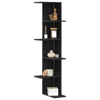 Étagère d'angle avec étagère Chêne noir 36.5 x 36.5 x 140 cm