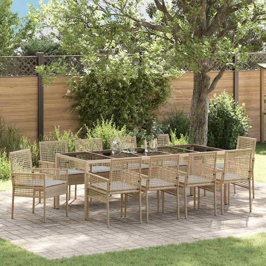 Ensemble de salle à manger pour jardin 11 pcs Beige Poly rotin
