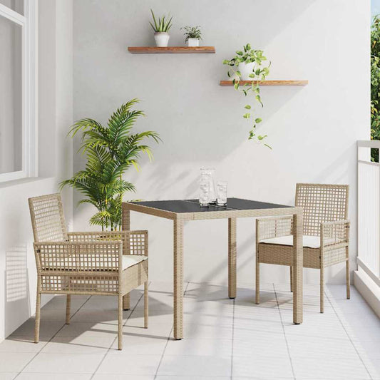 Ensemble de salle à manger pour jardin 3 pcs Beige Poly rotin