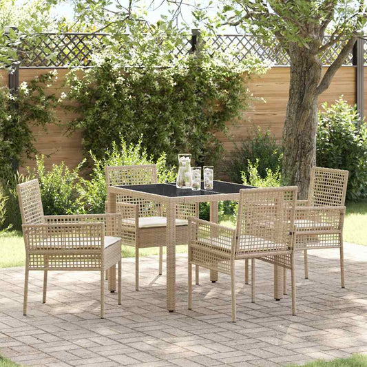 Ensemble de salle à manger pour jardin 5 pcs Beige Poly rotin