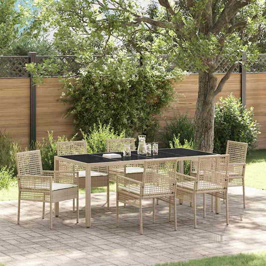 Ensemble de salle à manger pour jardin 7 pcs Beige Poly rotin