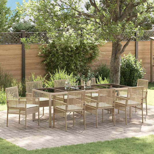 Ensemble de salle à manger pour jardin 9 pcs Beige Poly rotin