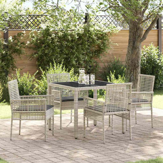 Ensemble de salle à manger pour jardin 5 pcs Gris clair