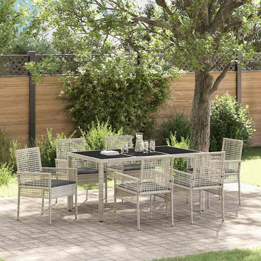 Ensemble de salle à manger pour jardin 7 pcs Gris clair