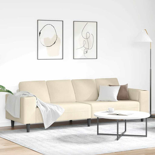 Sofa en tissu avec coussin Crème 208 cm Tissu en velours côtelé