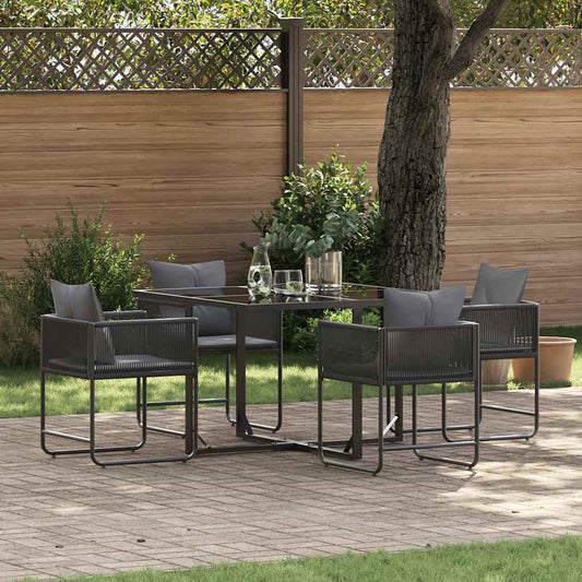 Ensemble de salle à manger pour jardin 5 pcs Noir Acier