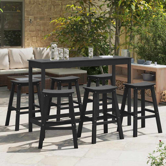 Ensemble de bar de jardin 6 pcs Noir HDPE