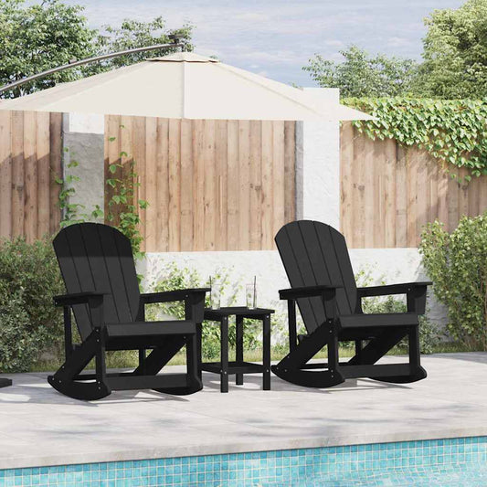 Ensemble de salon de jardin 3 pcs Noir HDPE