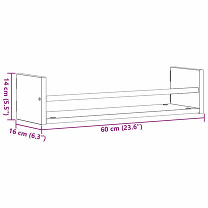Étagère Murale avec étagère 2 pcs Bois ancien 60 x 16 x 14 cm