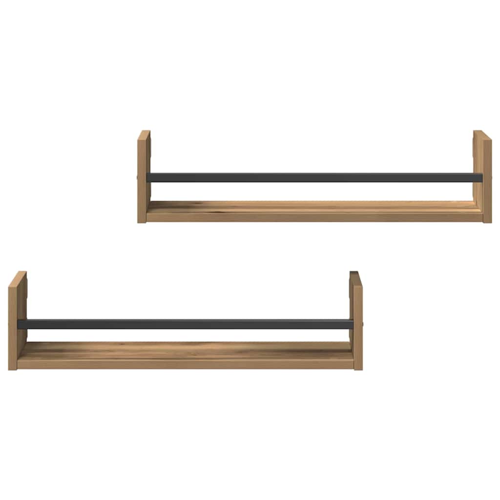 Étagère Murale 2 pcs chêne artisanal 60 x 16 x 14 cm