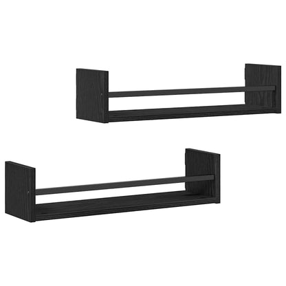 Étagère Murale avec étagère 2 pcs Chêne noir 60 x 16 x 14 cm