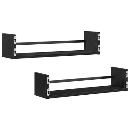 Étagère Murale avec étagère 2 pcs Chêne noir 60 x 16 x 14 cm
