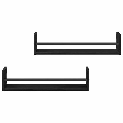 Étagère Murale avec étagère 2 pcs Chêne noir 60 x 16 x 14 cm