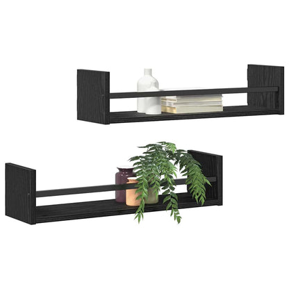 Étagère Murale avec étagère 2 pcs Chêne noir 60 x 16 x 14 cm