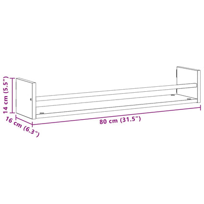 Étagère Murale avec étagère 2 pcs Bois ancien 80 x 16 x 14 cm