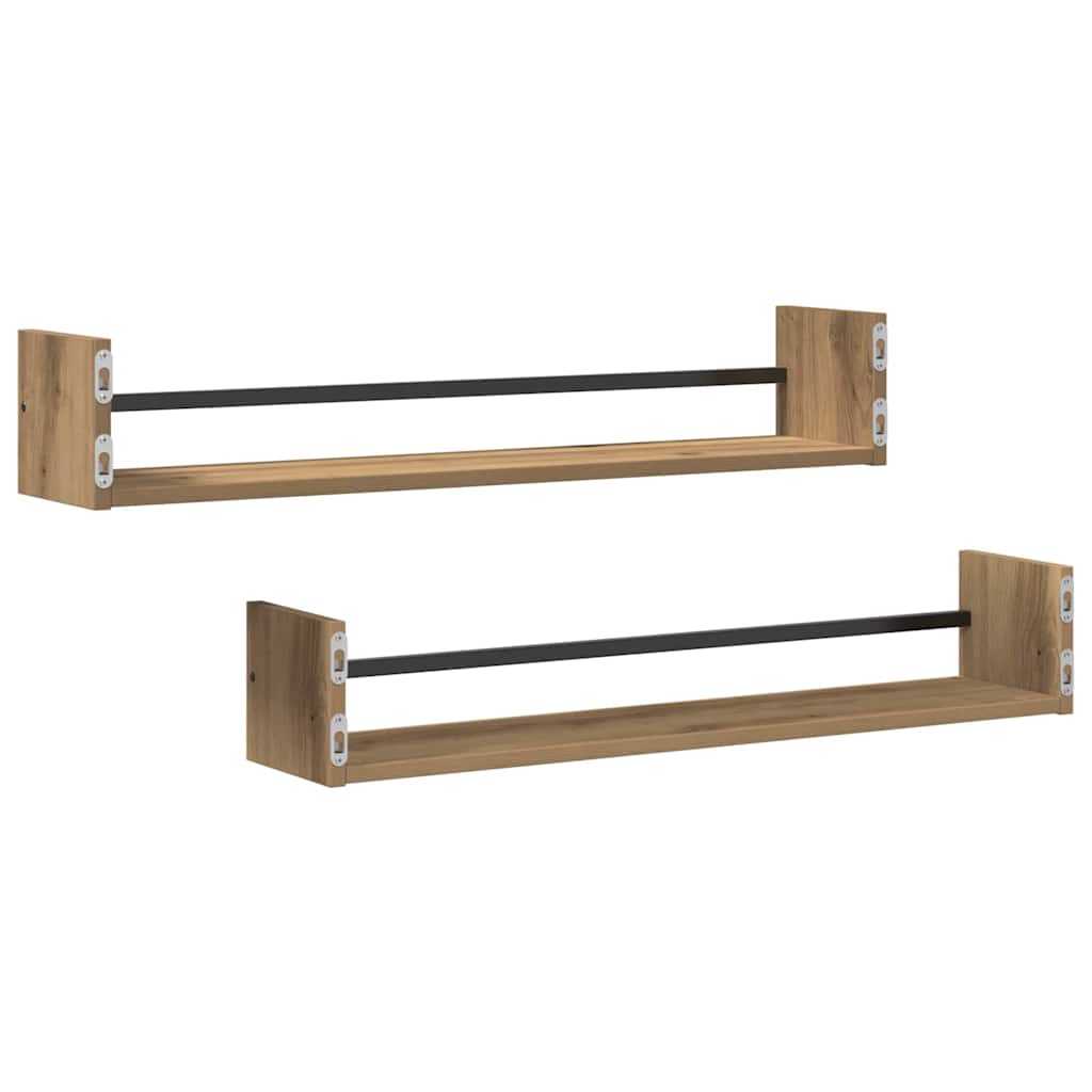 Étagère Murale 2 pcs chêne artisanal 80 x 16 x 14 cm