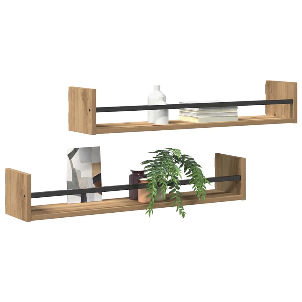 Étagère Murale 2 pcs chêne artisanal 80 x 16 x 14 cm