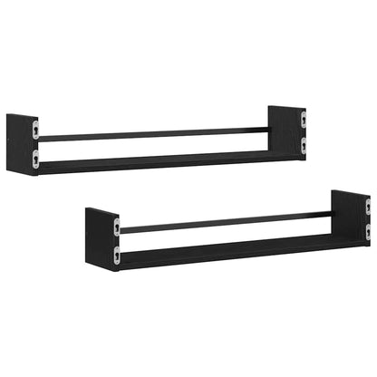 Étagère Murale avec étagère 2 pcs Chêne noir 80 x 16 x 14 cm