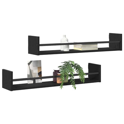 Étagère Murale avec étagère 2 pcs Chêne noir 80 x 16 x 14 cm