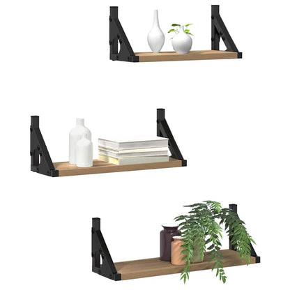 Ensemble d'étagères murales avec étagère 3 pcs chêne artisanal
