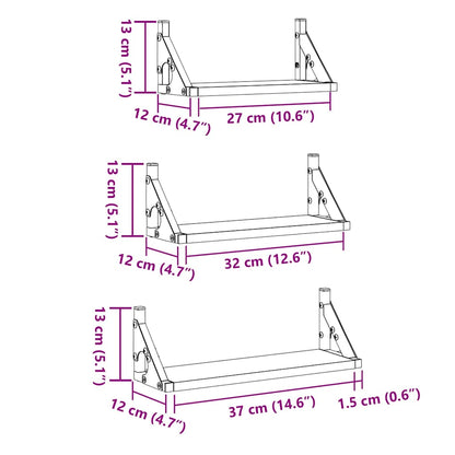 Ensemble d'étagères murales avec étagère 3 pcs chêne artisanal