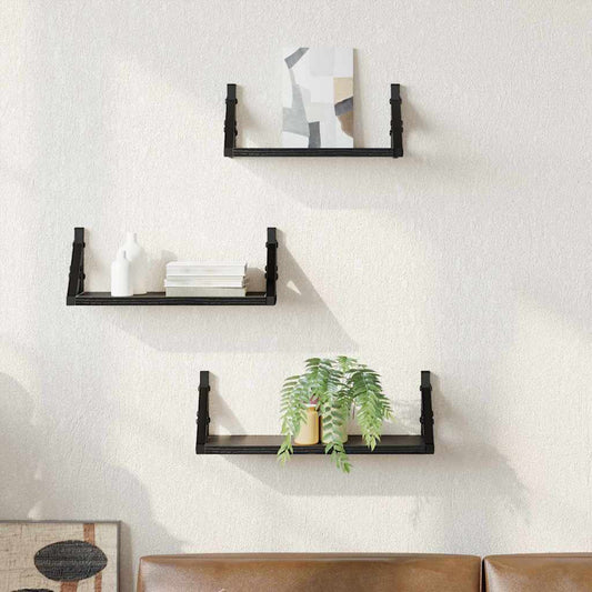 Ensemble d'étagères murales 3 pcs Chêne noir 37 x 12 x 13 cm