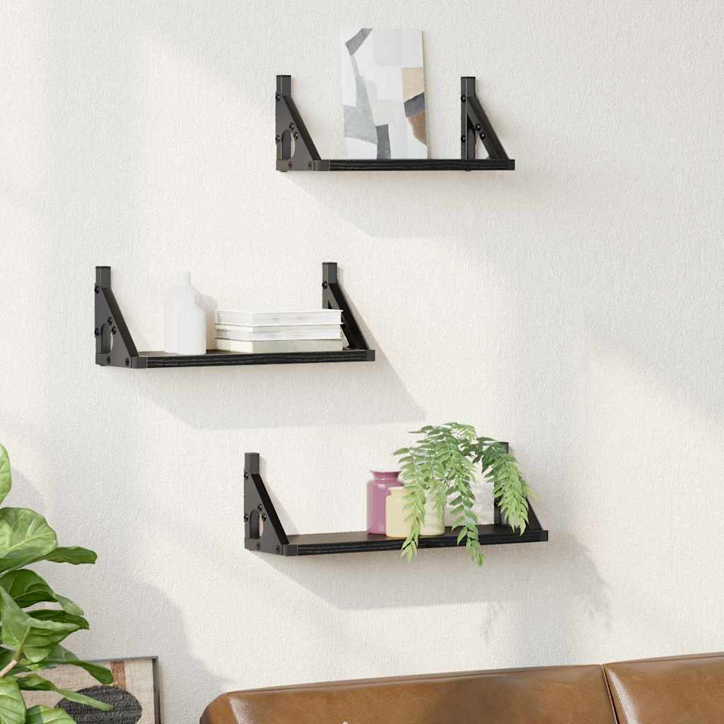 Ensemble d'étagères murales 3 pcs Chêne noir 37 x 12 x 13 cm
