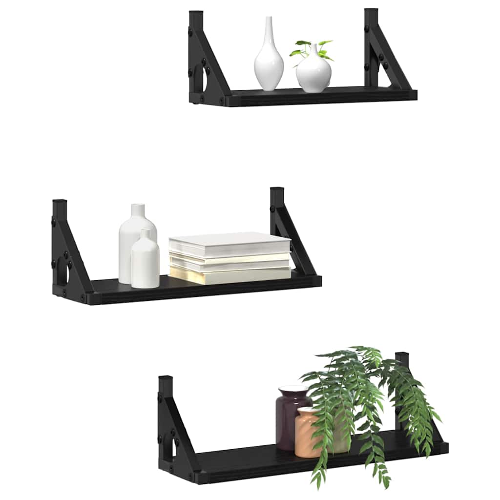 Ensemble d'étagères murales 3 pcs Chêne noir 37 x 12 x 13 cm