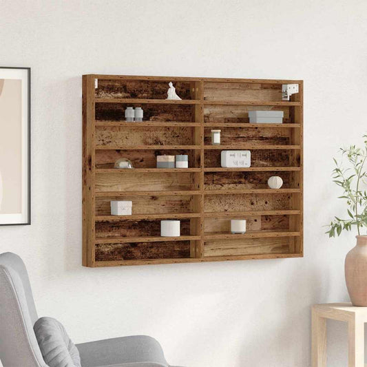 Cabinet d'Affichage avec étagère Bois Ancien 100 x 8.5 x 75 cm