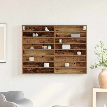 Cabinet d'Affichage avec étagère Bois Ancien 100 x 8.5 x 75 cm