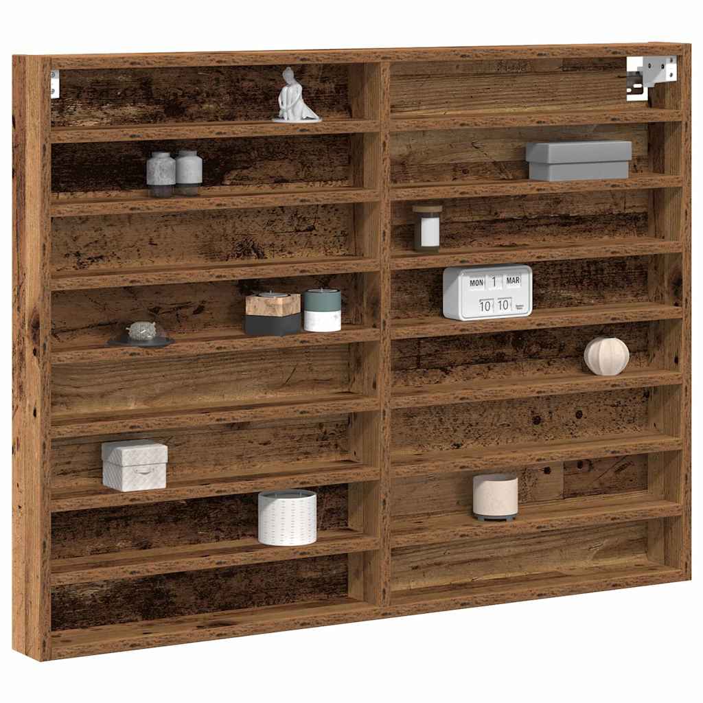 Cabinet d'Affichage avec étagère Bois Ancien 100 x 8.5 x 75 cm