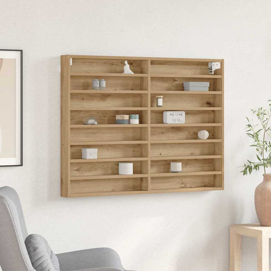 Cabinet d'Affichage chêne artisanal 100 x 8.5 x 75 cm