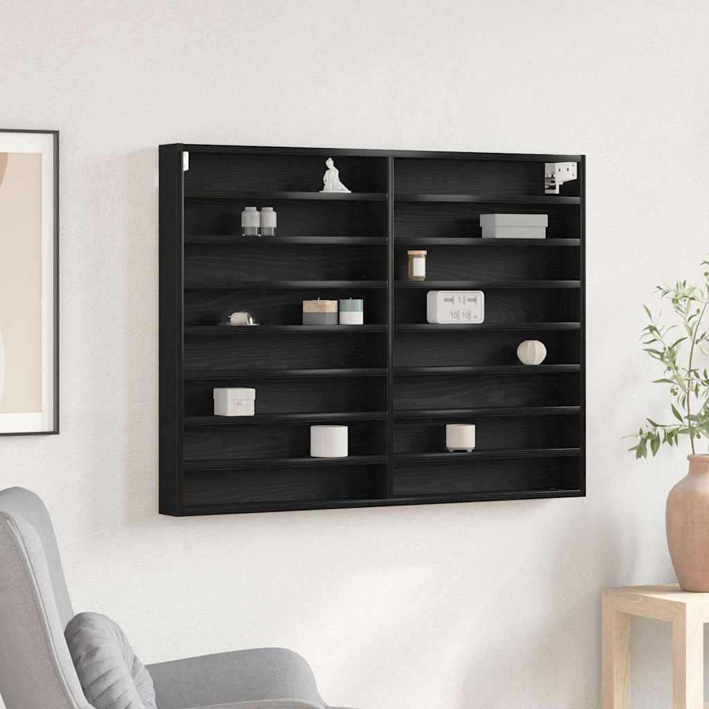 Cabinet d'Affichage avec étagère Chêne noir 100 x 8.5 x 75 cm