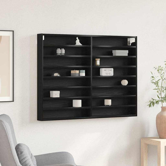 Cabinet d'Affichage avec étagère Chêne noir 100 x 8.5 x 75 cm