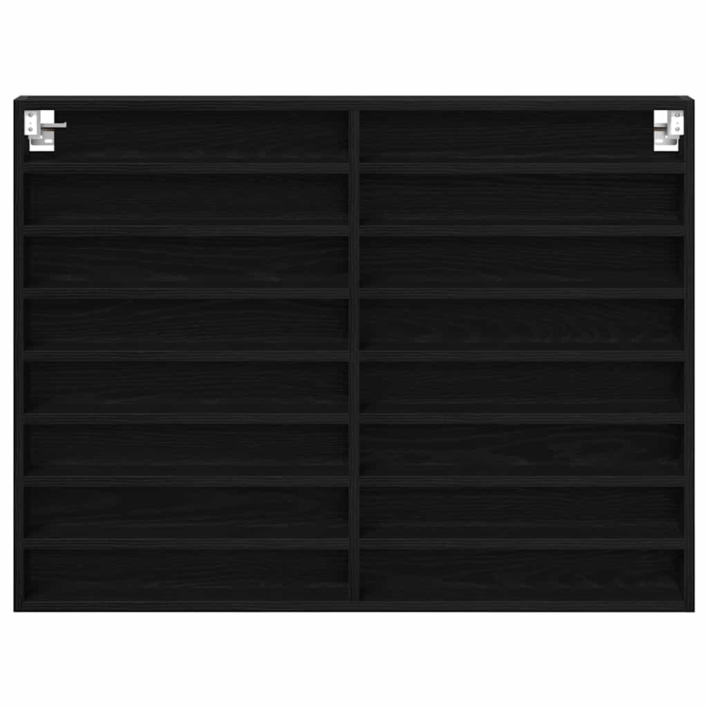 Cabinet d'Affichage avec étagère Chêne noir 100 x 8.5 x 75 cm