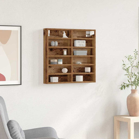 Cabinet d'Affichage avec étagère Bois Ancien 60 x 8.5 x 58 cm