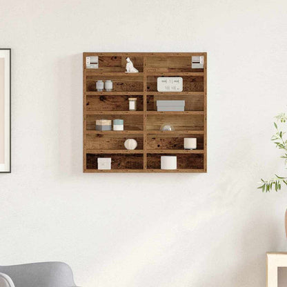 Cabinet d'Affichage avec étagère Bois Ancien 60 x 8.5 x 58 cm