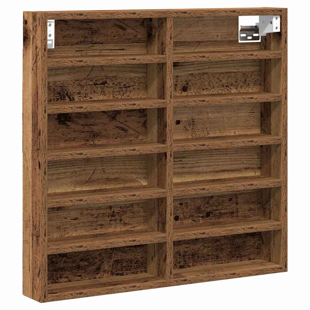 Cabinet d'Affichage avec étagère Bois Ancien 60 x 8.5 x 58 cm