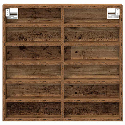 Cabinet d'Affichage avec étagère Bois Ancien 60 x 8.5 x 58 cm