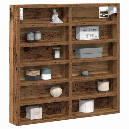 Cabinet d'Affichage avec étagère Bois Ancien 60 x 8.5 x 58 cm