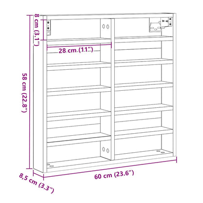 Cabinet d'Affichage avec étagère Bois Ancien 60 x 8.5 x 58 cm
