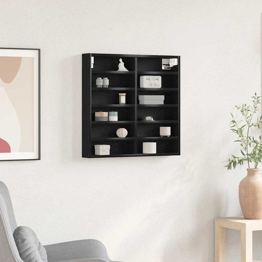 Cabinet d'Affichage avec étagère Chêne noir 60 x 8.5 x 58 cm
