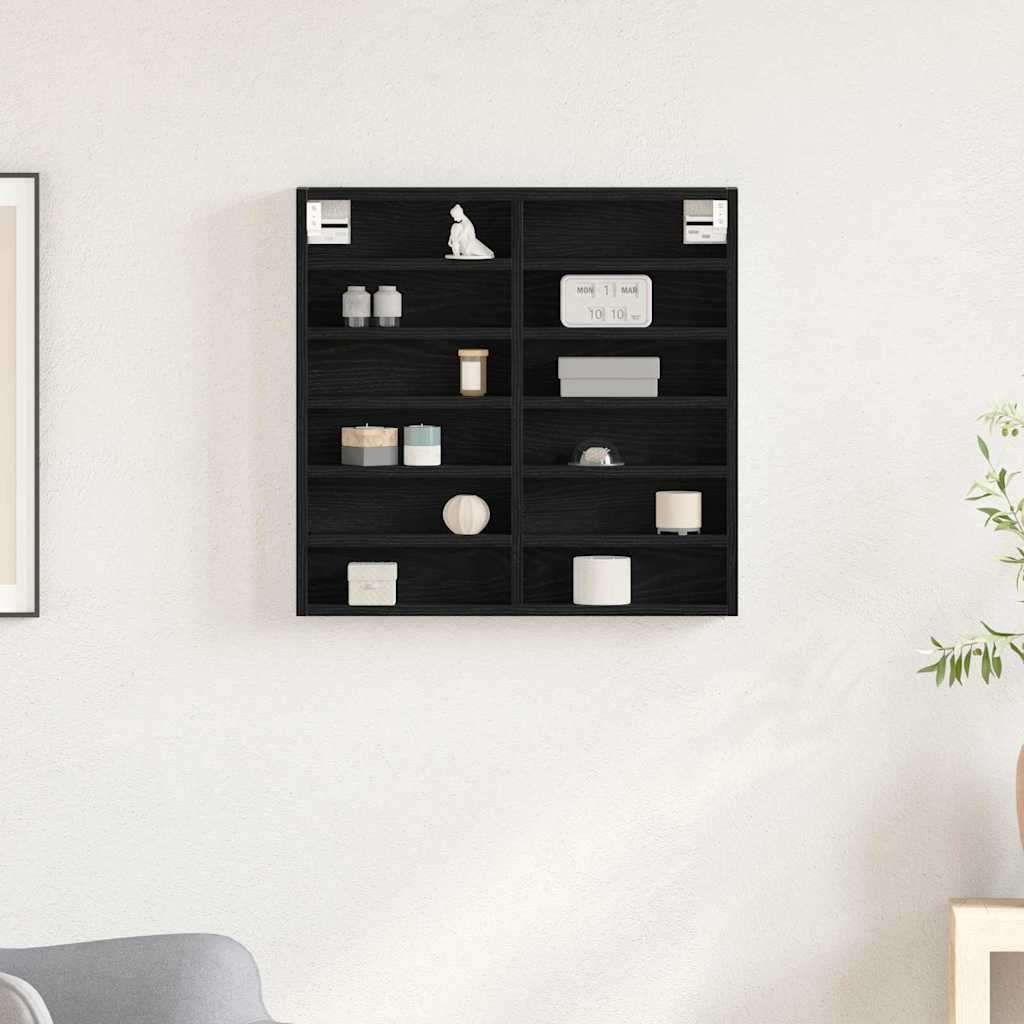 Cabinet d'Affichage avec étagère Chêne noir 60 x 8.5 x 58 cm