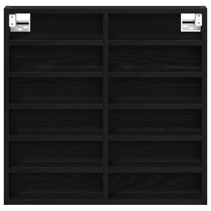 Cabinet d'Affichage avec étagère Chêne noir 60 x 8.5 x 58 cm