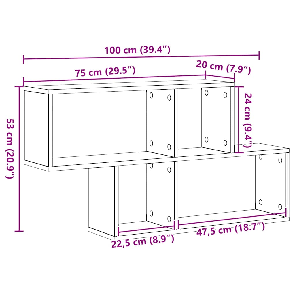 Étagère Murale Bois Ancien 100 x 20 x 53 cm Bois d'ingénierie