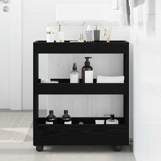 Chariot de Rangement Étroit Chêne noir 60 x 18 x 70 cm