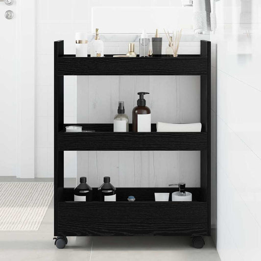 Chariot de Rangement Étroit Chêne noir 60 x 22 x 80 cm