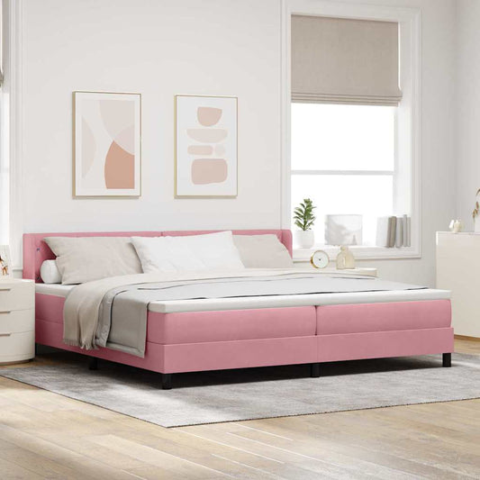 Lit à ressorts avec matelas noir 100x200 cm en velours Rose