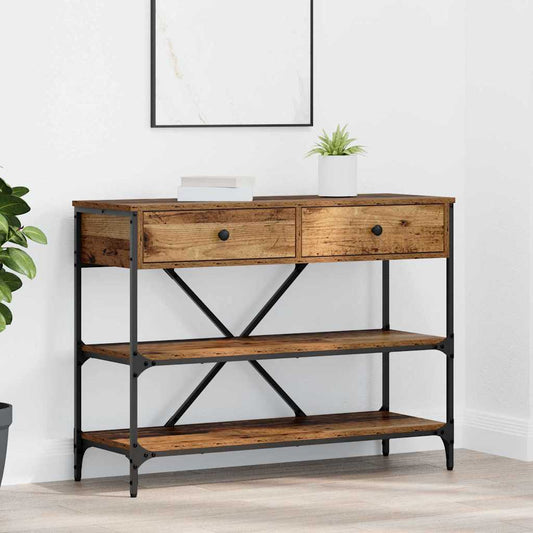 Table console avec tiroir Bois ancien Bois d'ingénierie